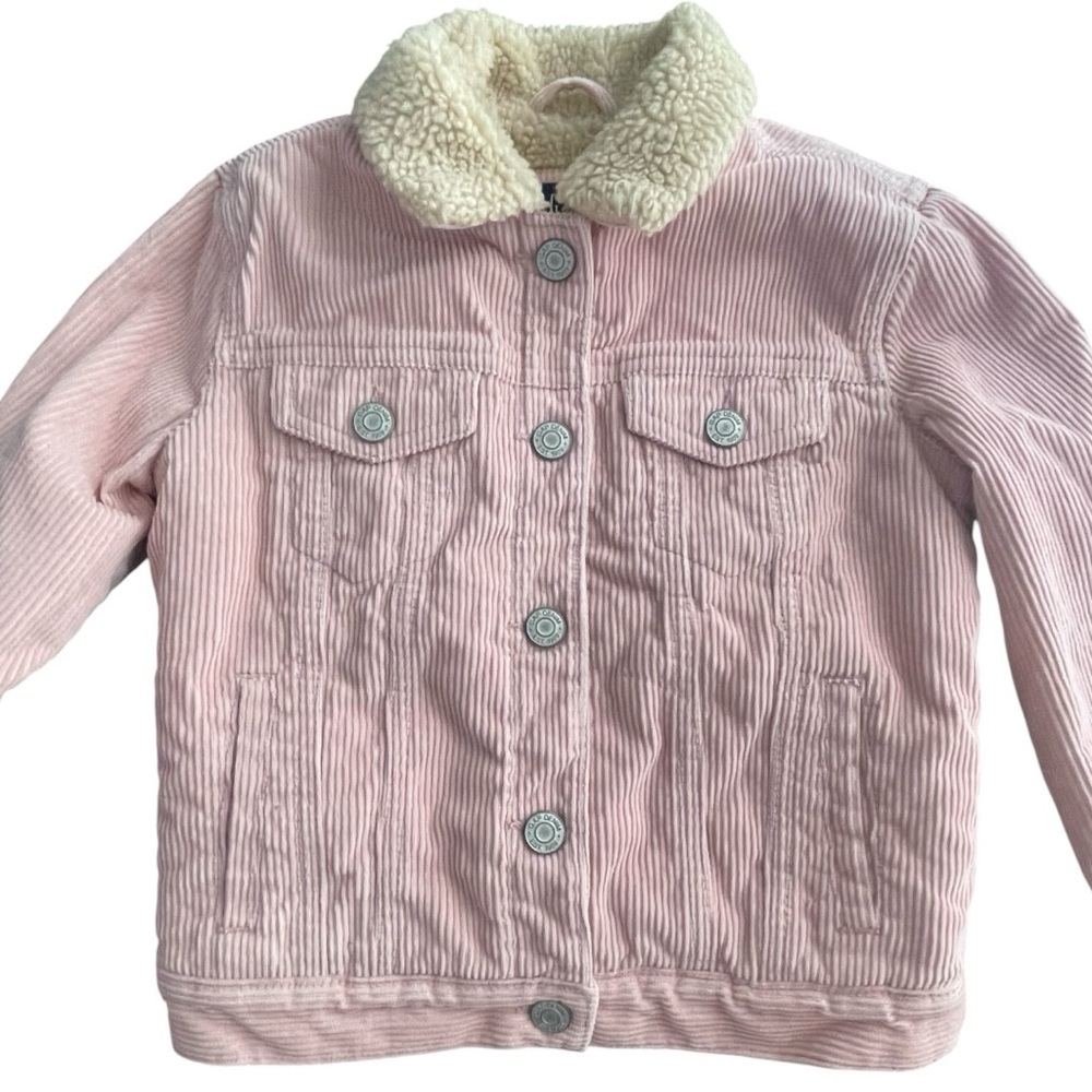 GAP Girls' Pink Corduroy Jacket with Cream Faux-Sherpa Collar - Picture 6 of 12